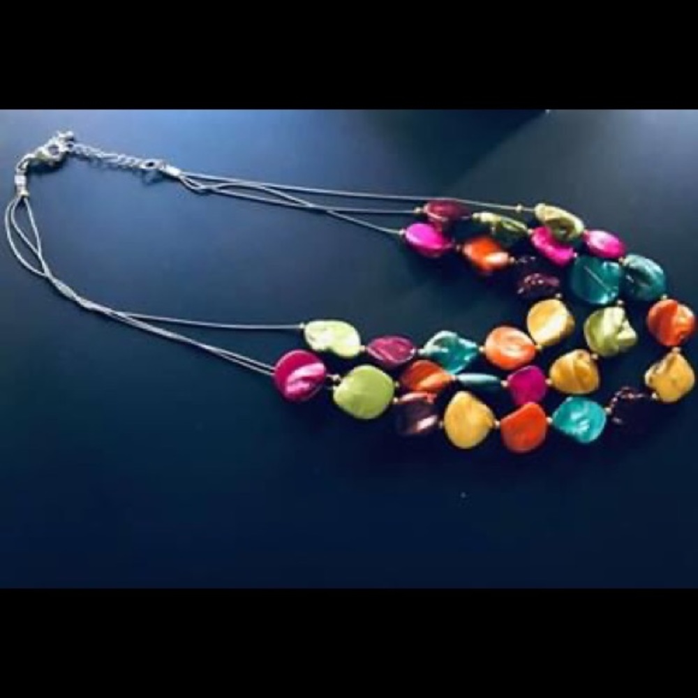 Multi color rock bead necklace